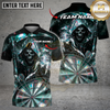 Maxcorners Grim Reaper Darts Shirt Hologram Skull Dartboard Multi Options Personalized Name, Team Name Unisex 3D Shirt (4 Colors)