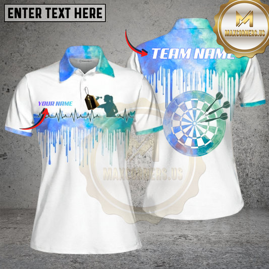 Maxcorners Dart Team Shirt Rainbow Paint Drip Dartboard Design Multi Options Personalized Name, Team Name Unisex 3D Shirt (4 Colors)