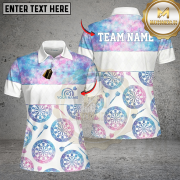 Maxcorners Darts Tie Dye Gradient Argyle Style Multi Options Personalized Name, Team Name Unisex 3D Shirt (3 Colors)