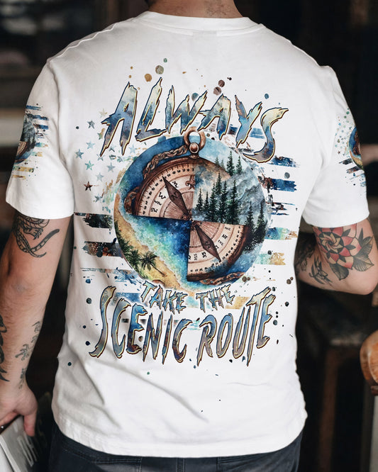 Maxcorners Always Take The Scenic Route Compass All Over Print LM2101