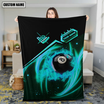 Maxcorners Personalized Billiard Blue Fire Pattern Blanket