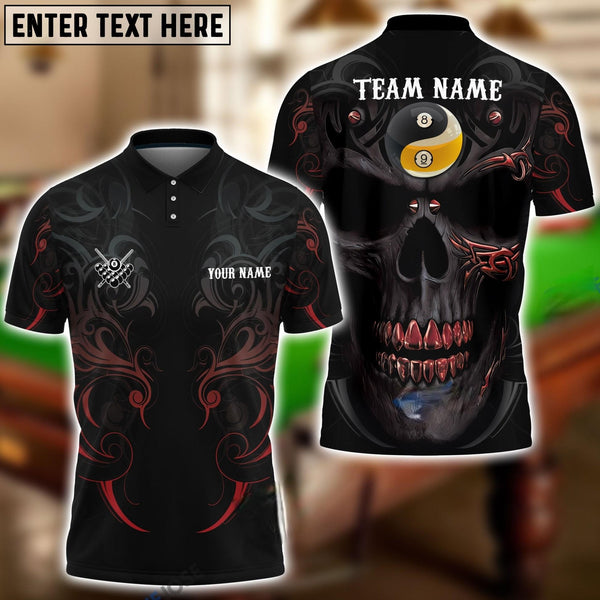 Maxcorners Billiards Skull Yin Yang 8-Ball & 9-Ball Personalized Name 3D Shirt