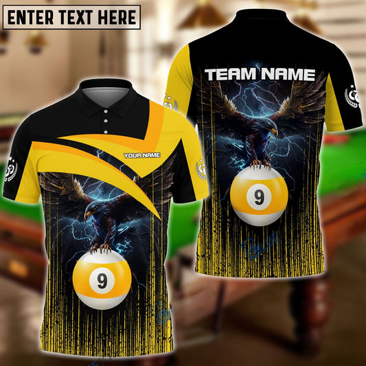 Maxcorners Billiards 9 Ball Eagle Personalized Name 3D Shirt
