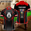Maxcorners Billiards 8 Ball Champion Personalized Name 3D Shirt (Multi Color Options)
