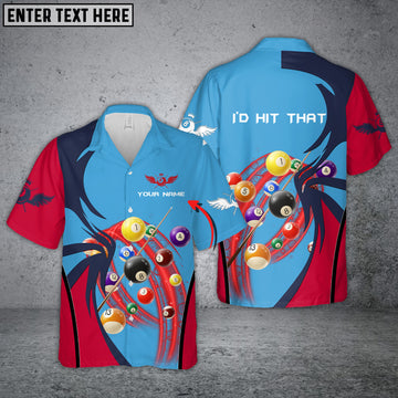 Maxcorners I'D Hit That Light Blue Personalized Name Hawaiian Shirt