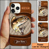 Maxcorners Walleye Fish Heart Leather Pattern Personalized Name Phone Case LM1812