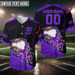 Maxcorners Baseball Jersey Flaming Pattern Custom 3D Shirt (Multicolor)