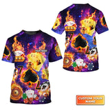 Funny Poker Casino Seamless Pattern Personalized Name 3D Tshirt Gift For Poker Players
