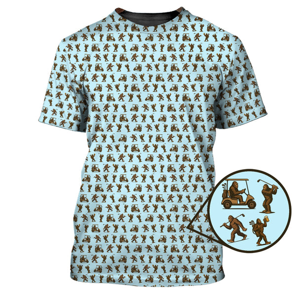 Maxcorners Crazy Golf Pattern Shirt, Bigfoot Golf Shirt For Men, Golf Gift For Golfer