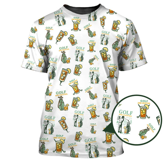 Maxcorners Funny Pattern Cocktail Golf Polos, Men Golf Shirt, Golf Gift For Golfers