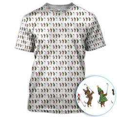 Maxcorners Dachshund Christmas Golf Polos, Funny Wiener Dog Golf Pattern Shirt For Golfer, Golf Gift For Men
