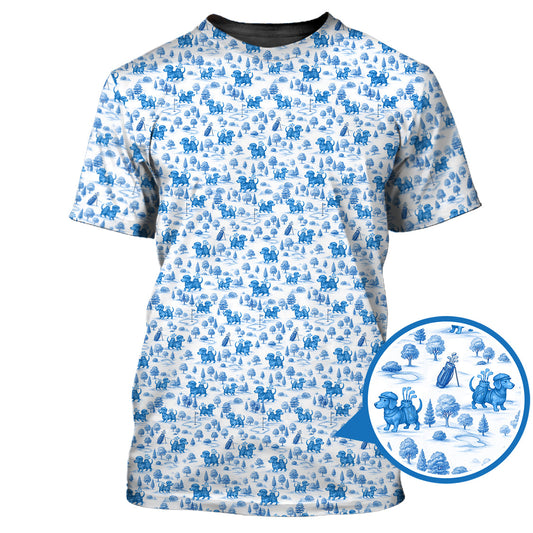 Maxcorners Dachshund Golf Shirt For Golfer, Pattern Golf Shirt, Dog Golf Shirt, Funny Golf Shirt For Men