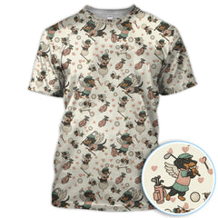 Maxcorners Angel Dachshund Golf Polos, Funny Wiener Dog Golf Pattern Gift For Men, Golf Gift For Golfer