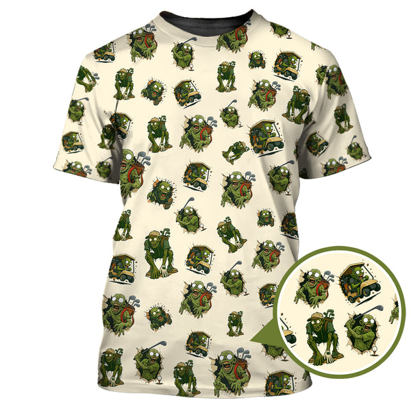 Maxcorners Halloween Golf Shirt For Golfer, Pattern Golf Shirt, Funny Zombie Golf Polo For Men