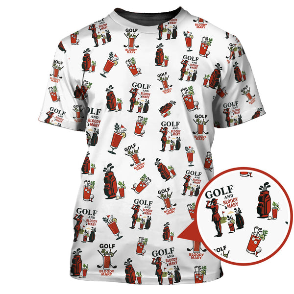 Maxcorners Golf And Bloody Mary Pattern Polos, Funny Women’s Golf Shirt, Cocktail Golf Shirts For Ladies