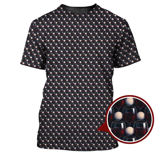 Maxcorners Golf Wine Polos For Golfers, Pattern Golf Shirt, Crazy Golf Shirt For Men