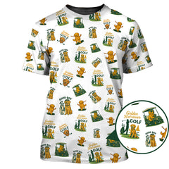 Maxcorners Golden Retriever Pattern Golf Shirt For Men's, Crazy Golf Polos, Funny Golf Shirts For Golfers