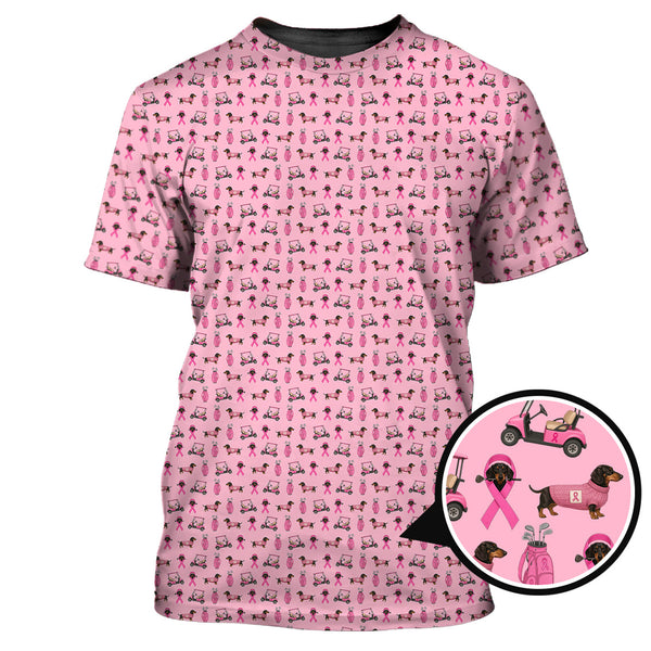 Maxcorners Breast Cancer Golf Shirt, Dachshund Golf Shirt, Pattern Golf Shirt For Golfer