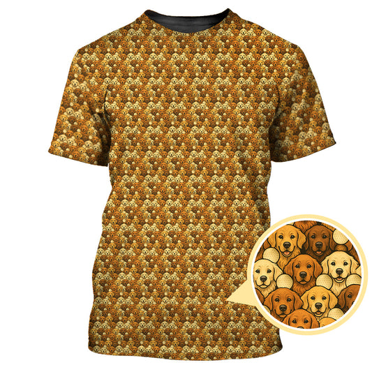 Maxcorners Crazy Golf Polos For Men, Golden Retriever Pattern Golf Shirt, Funny Golf Shirts