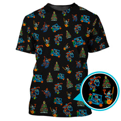 Maxcorners Funny Pattern Golf Shirt For Men, Christmas Golf Shirt, Xmas Golf Shirt, Neon Golf Shirt For Golfer