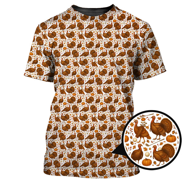 Maxcorners Funny Turkey Golf Shirt For Men, Thanksgiving Golf Shirt, Pattern Golf Shirt For Golfer