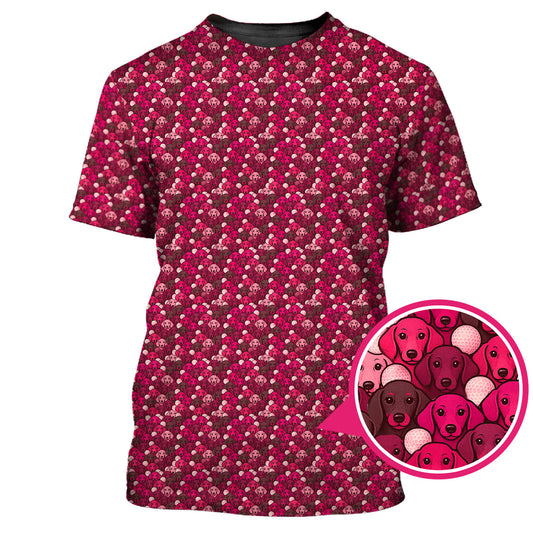 Maxcorners Dachshund Dog Pattern Golf Shirt With Pink Color , Funny Dachshund Golf Shirt For Golfers, Golf Gift For Dog Lover