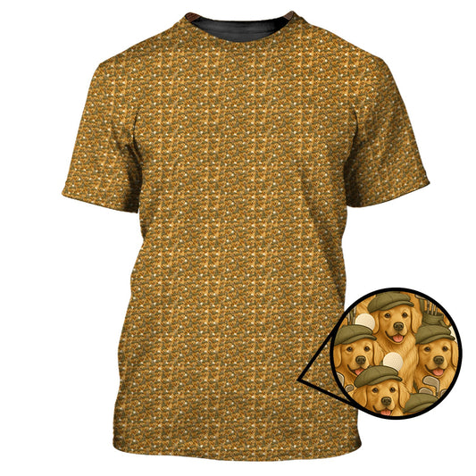 Maxcorners Golden Retriever Golf Shirt, Pattern Golf Shirt, Dog Golf Shirt For Golfers