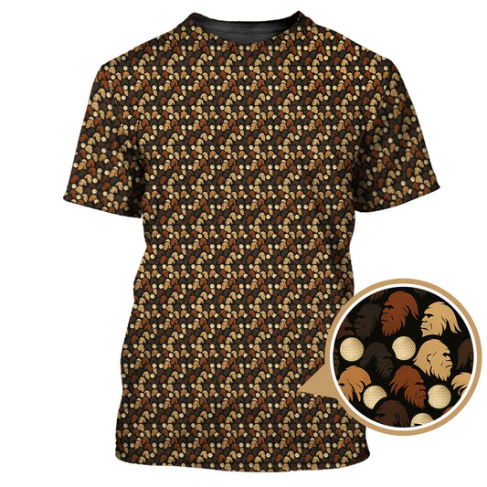 Maxcorners  Sasquatch Pattern Golf Shirt, Bigfoot Golf Shirt For Golfer, Crazy Golf Shirt For Men