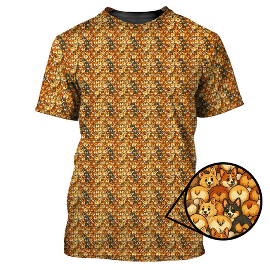 Maxcorners Corgi Pattern Golf Shirt, Funny Dog Golf Shirt, Corgi Golf Shirt For Golfer, Crazy Golf Shirt For Men