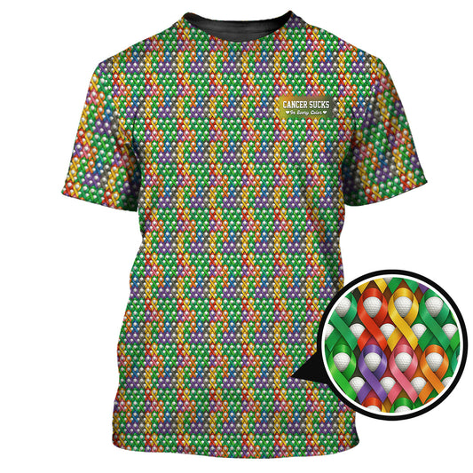 Maxcorners Cancer Golf Shirt For Golfer, Cancer Sucks In Every Color Pattern Golf Shirt, Golf Gift For Men