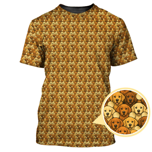 Maxcorners Crazy Golf Polos For Men, Golden Retriever Pattern Golf Shirt, Funny Golf Shirts