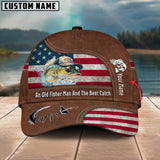 Maxcorners Walleye Fishing US Flag Personalized Name Blue 3D Classic Cap