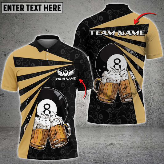 Maxcorners Billiards With Beer Multicolor Options Personalized Name 3D Shirt (4 Colors)