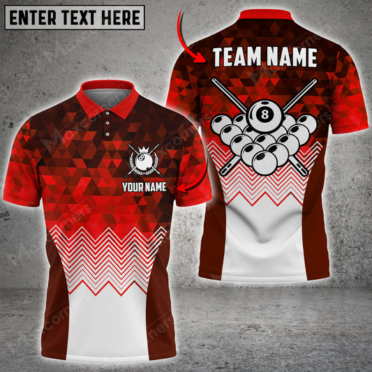Maxcorners Billiards Patern Multicolor Options Personalized Name 3D Shirt (4 Colors)