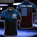 Maxcorners Billiards Navy US Flag Pattern Personalized Name, Team Name 3D Shirt