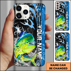 Maxcorners Mahi-mahi Fishing Vertical Name Modern Splash Art Personalized Name Phone Case