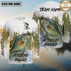 Maxcorners Crappie Fishing Weekend Hooker Splash Graphic Personalized Name, Team Name 3D Long Sleeve Shirt