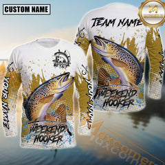 Maxcorners Trout Fishing Weekend Hooker Splash Graphic Personalized Name, Team Name 3D Long Sleeve Shirt