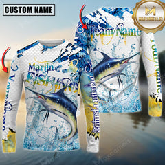 Maxcorners Marlin Fishing Big Catch Splash Personalized Name, Team Name 3D Long Sleeve Shirt