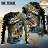 Maxcorners Pike Fishing Jumping Fish 3D Printed Personalized Name, Team Name Long Sleeve Fishing Jersey
