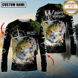 Maxcorners Walleye Fishing Compass Splash 3D Personalized Name, Team Name Long Sleeve Shirt