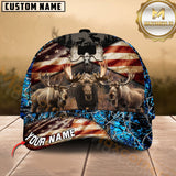 Maxcorners American Flag Moose Hunting Camo Multicolor Options Personalized Name 3D Cap