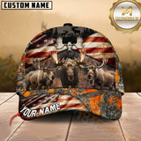 Maxcorners American Flag Moose Hunting Camo Multicolor Options Personalized Name 3D Cap