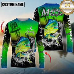 Maxcorners Mahi Mahi Fishing Anchor Design 3D Printed Personalized Name, Team Name Long Sleeve Fishing Jersey