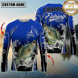 Maxcorners Silver Crappie Fishing Makes Me Happy Splashing Water Personalized Name, Team Name 3D Long Sleeve Shirt
