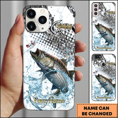 Maxcorners Striped Bass Fishing Jumping Largemouth Bass Water Splash Personalized Name Phone Case