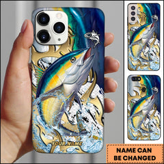 Maxcorners Tuna Fishing Golden Tribal Art Personalized Name Phone Case