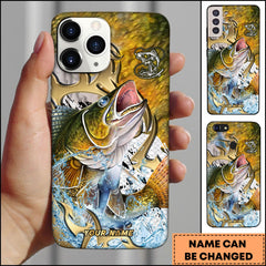 Maxcorners Walleye Fishing Golden Tribal Art Personalized Name Phone Case