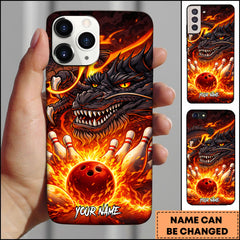 Maxcorners Bowling Dark Dragon Fireball Power Art Personalized Name Phone Case