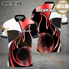 Maxcorners Golf Royal Flame Customized Name, Team Name 3D Shirts (4 Colors)